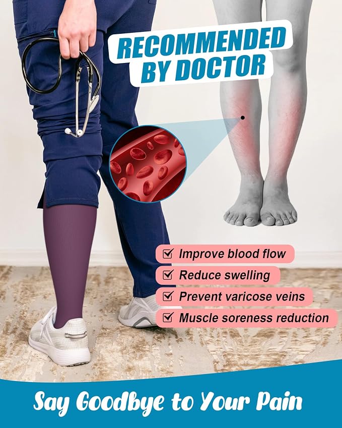 6 Pairs Compression Socks for Women & Men 15-20mmHg Knee High Socks | Graduated Compression Socks Supports Circulation, Ideal for Nurses Pregnancy, Travel, Flying, Running & Daily Wear - Image 4