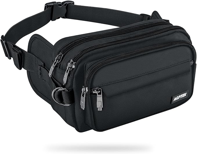 AGPTEK Fanny Pack for Women Men, RFID Large Capacity Waist Wallet Bag, Adjustable & Waterproof Bum Belt Pouch for Travel, Running, Shopping, Hiking, Dog Walking, Cycling, Climbing by AGPTEK