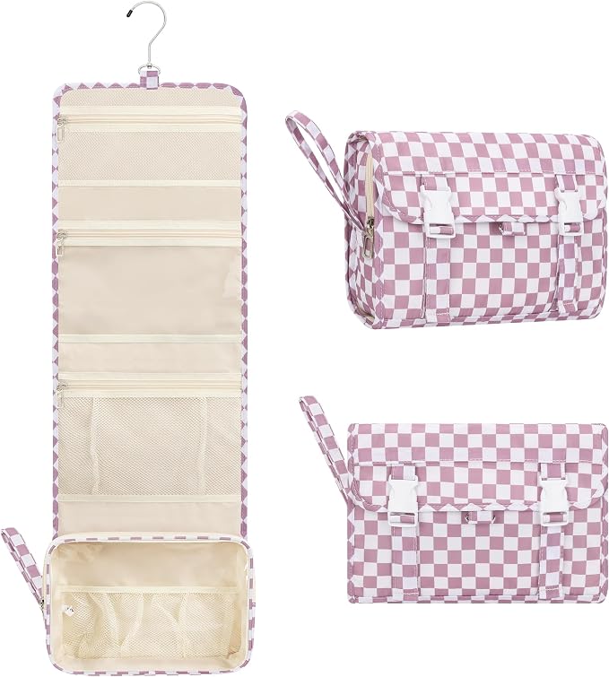 Relavel Hanging Toiletry Bag, Travel Toiletries Bag with Hanging Hook | Water Resistant Makeup Cosmetic Organizer for Full Sized Container, Shampoo, Portable Wash Bag for Essentials - Purple by Relavel