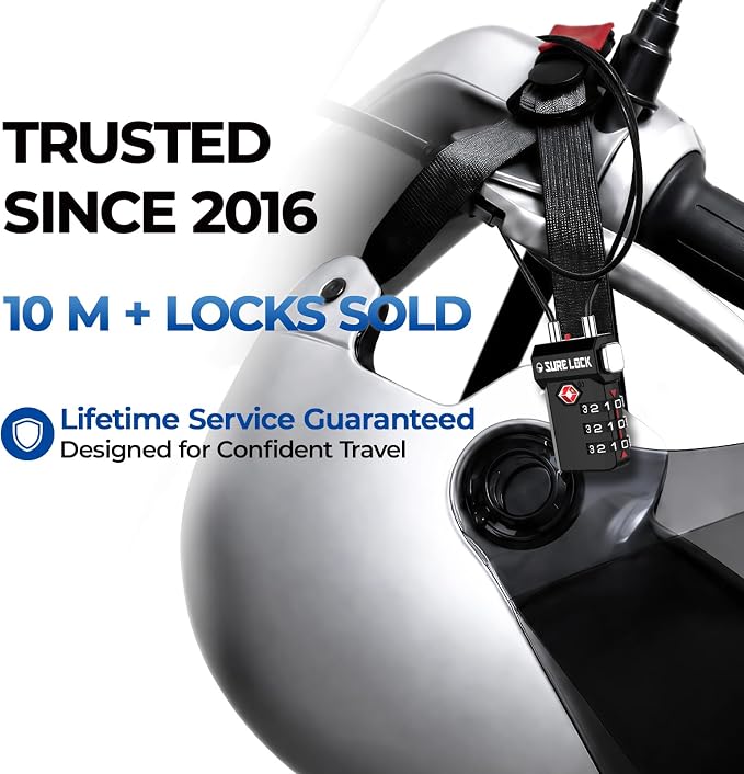 SURE LOCK TSA Approved Luggage Locks – 3-Digit Combination Cable Lock with Red Indicator, Large Dial & Easy-Press Button for Suitcases and Backpacks – Multi-Pack & Color Options (2, Extra Long Cable) - Image 5