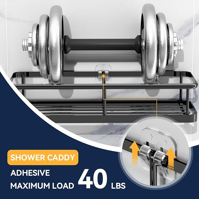 9-Pack Shower Caddy Adhesive Replacement - Transparent Shower Adhesive Strips, No Drilling Hooks for Bath Storage Shelves, Kitchen Racks, Basket & Soap Holder - Image 2