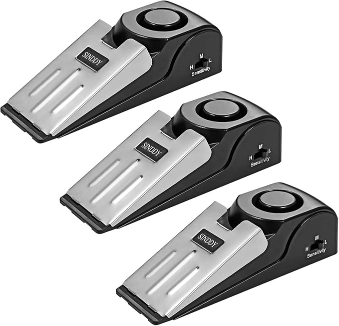 3-Pack Upgraded Door Stop Alarm -Great for Traveling Security Door Stopper Doorstop Safety Tools for Home Set of 3 by FEENM