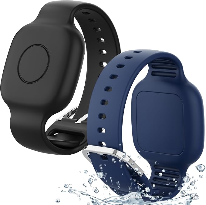 Waterproof Silicone Bracelet for Tile Mate 2024/2022, Hidden GPS Tracker Holder for Kids, Teens & Elderly, Adjustable Anti-Lost Wristband, Durable, Lightweight, Comfortable Fit – Black/Blue by SkyArmorCase