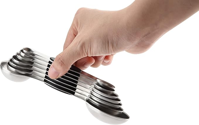 Spring Chef Stainless Steel 8 Magnetic Measuring Spoons Set, 2 Pack, Black | Dual Sided Metal Teaspoon & Tablespoon Measuring Spoons with Leveler for Dry & Liquid Ingredients, Nesting, Dishwasher Safe - Image 9