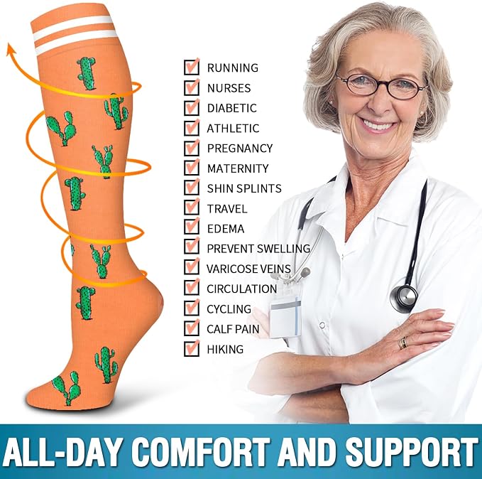 6 Pack Copper Compression Socks for Women and Men Circulation-Best Support for Medical,Running,Nursing,Athletic - Image 6