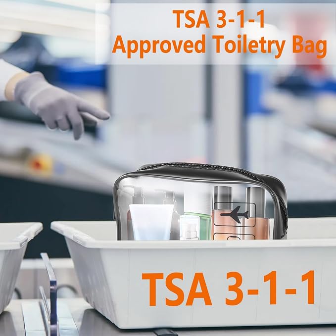TSA Approved Toiletry Bag 3Pcs,Clear Travel Bags for Toiletries, | 3 Pack,Carry on Airport Airline Compliant Bag,Black - Image 5