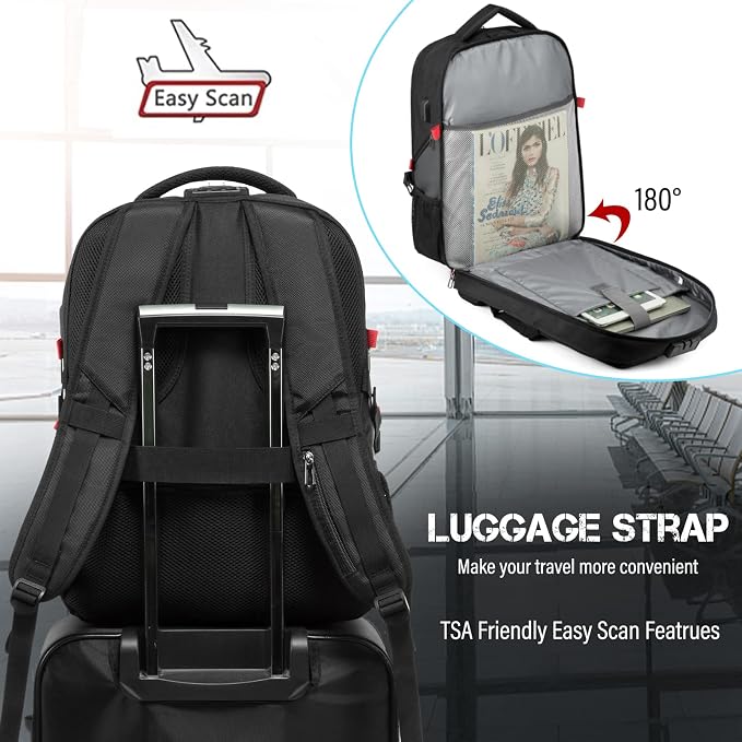LOVEVOOK Large Laptop Backpack for Men,17.3Inch Heavy Duty Travel Backpack | TSA-Friendly with Anti-Theft,Carry On Flight Approved,College Work Bookbag,Water Resistant Business Backpack for Men Women - Image 6