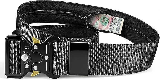 Tactical Belts for Men - Money Belt for Travel for Man Hidden, Belts for Jeans Mens Adjustable edc Belt Mens Belt, Money Belt for Travel for Men Hidden(Black) by Superkred