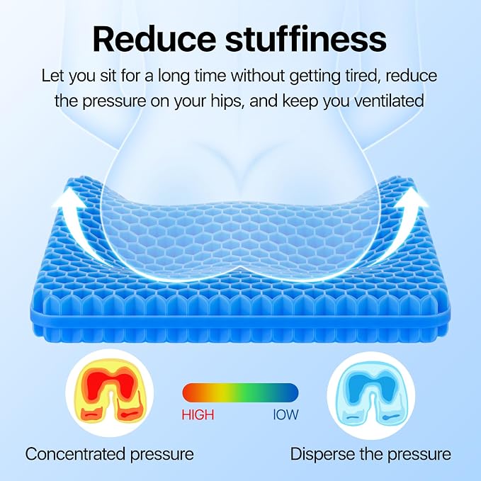 Gel Seat Cushion, Cooling Honeycomb Design for Office Chair Car Wheelchair | Cool & Breathable, Soft & Comfortable - Image 7