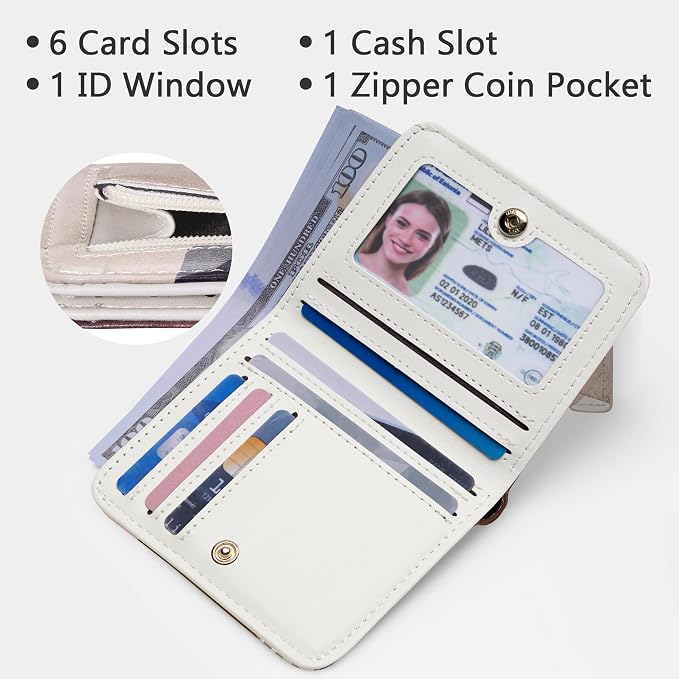 Gostwo Small Wallet for Women, Slim Bifold Credit Card Holder, Compact RFID Blocking Cash Wallet, Billfolds Thin Leather Zipper Pocket, Mini Wallet Gift for Ladies Teen Girls Travel with ID Window - Image 3