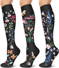 3 Pairs Compression Socks for Women & Men 15-20 mmHg- Best Support for Nurses, Running, Hiking, Recovery & Flight Socks by KXOVT