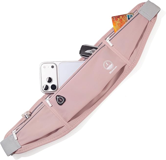 Slim Running Belt Fanny Pack, Phone Holder Waist Pack Money Belt - Pink - Image 6