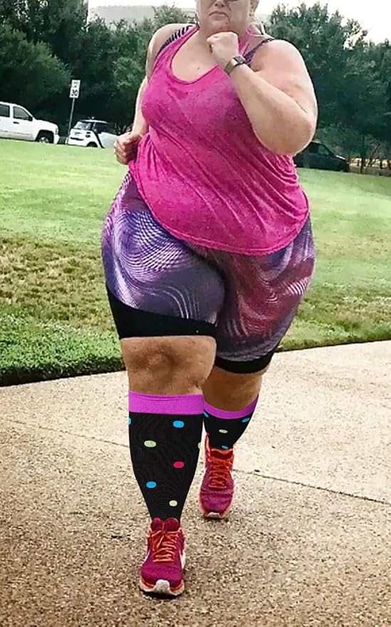 Abodhu Plus Size Compression Socks for Women& Men 15-20mmHg Wide Calf Knee High Socks - Image 6