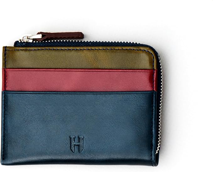 RFID Blocking Zipper Wallet, Slim Business Card Holder, Men & Women, Handcrafted Full-Grain Leather, Gift Box & Pouch, Christmas & Birthday, Navy Blue (Plus Colors) - Image 3