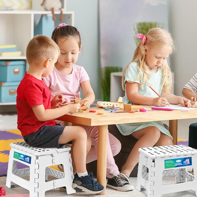 Dyforce Kids Step Stool 9 Inch, 300lbs Folding Step Stool for Toddler | Step stool White,Anti-slip Heavy Duty with Handle, Lightweight Foldable Foot Stool for Bathroom Kitchen Bedroom Outdoor - Image 7