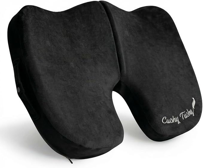 Premium Slim Foldable Travel Seat Cushion - for Relief of Lower Back, Sciatic, Butt and Tailbone Pain - for Home & Office Use, Perfect for Travel or Driving - Slim Coccyx Cushion - Black - Image 2