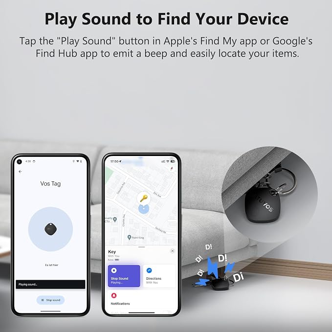 ATUVOS 2026 New Dual System Air Tracker Tag-1 Pack, Compatible with Apple Find My (iOS) & Google Find Hub (Android) [Not for Huawei], Bluetooth Tracker Smart Tag for Keys, Luggage, Backpack, Suitcases - Image 2