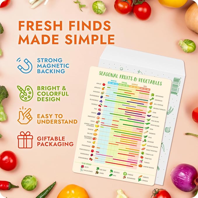 Seasonal Produce Calendar Magnet - Fruit & Vegetable Fridge Guide | Eat with the seasons - know what's fresh each month for farmers-market trips and less food waste - Image 4