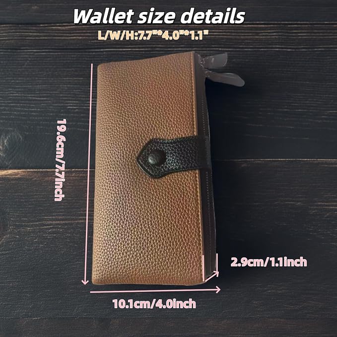 Women Slim Wallet Rfid Blocking With Passport And Credit Cards Holder Purse For Minimalist Soft Leather Zipper Monederos (brown) - Image 6