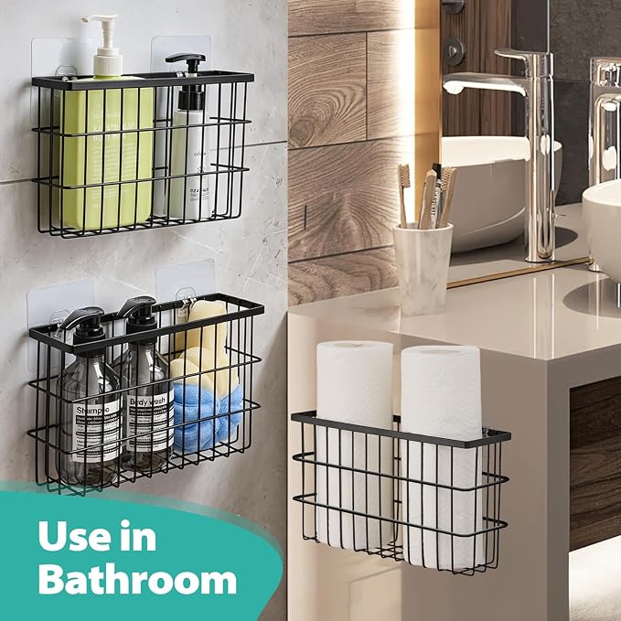 Sinnsally 3 Pack Cabinet Door Organizer,Self Adhesive Lid Organizers Inside Cabinet Storage Boxes,Hanging Storage Basket Organizer Wall Mounted Pantry Caddy Cup Holder for Kitchen,Fridge,Bathroom - Image 6