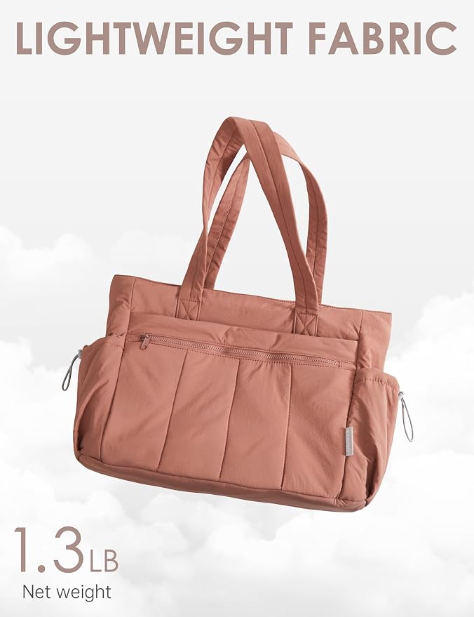 Tote Bag for Women, Lightweight Large Puffer Bag, Quilted Shoulder Purses Handbags for Travel Work - Image 4