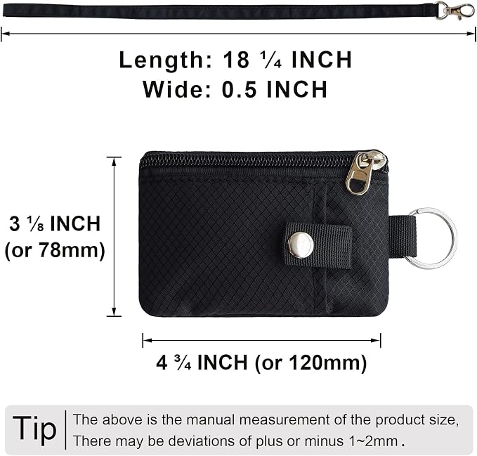 CHENSPRX Minimalist RFID Blocking Small Wallet with ID Window,WaterResistant Zip Id Case Wallet with Lanyard Keychain for Cards,Cash,Travel,Women,Men - Image 5