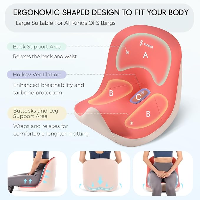 Car Seat Cushion and Lumbar Support Pillow, Larger Memory Foam Seat Cushion, Ergonomic L-Shaped Design Cushion for Back Pain Relief, Non-Slip Driving Cushion for Car, Office, Truck, Gifts for Mom-Pink - Image 6