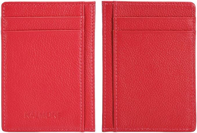 KALMORE womens Credit Holder Genuine Leather Slim Minimalist Card Case Wallet, Black With Id Window - Image 6