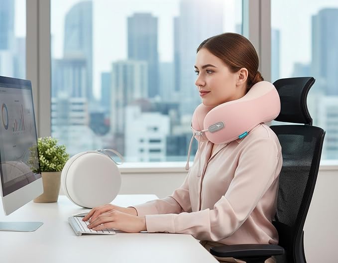 Travel Pillow with Cool Material,Neck Pillow for Traveling 100% Pure Memory Foam,Travel Neck Pillow with Hard Case, Airplane Pillow for Traveling,Travel Essentials (Pink) - Image 4