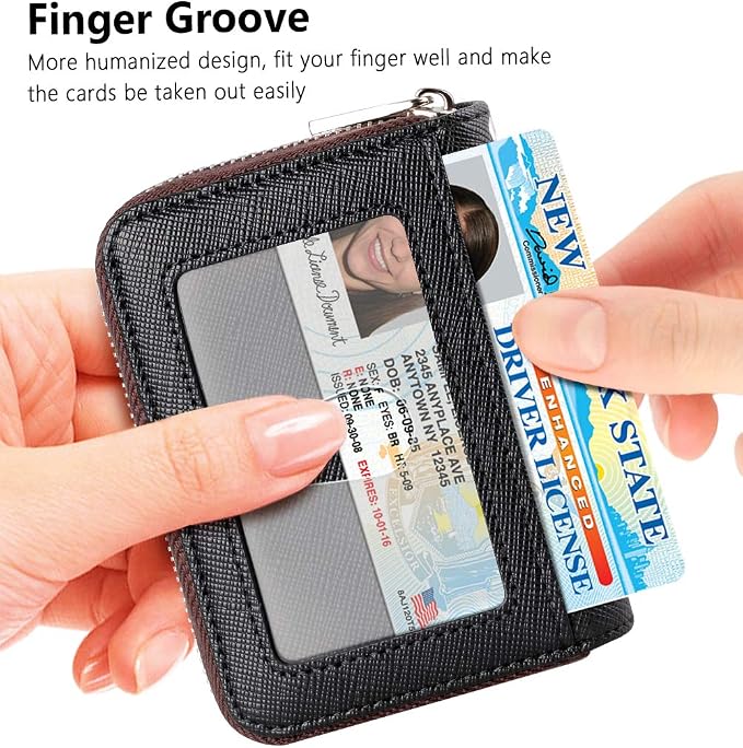 FurArt Zipper Wallet Women RFID Credit Card Holder keychain Wallet | ID Window RFID Blocking Compact Small business 15/16 slots - Image 2