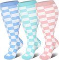 Genovega 3 Packs Wide Calf Compression Socks for Women Men Knee Hight S/M-4XL for Gifts by genovega