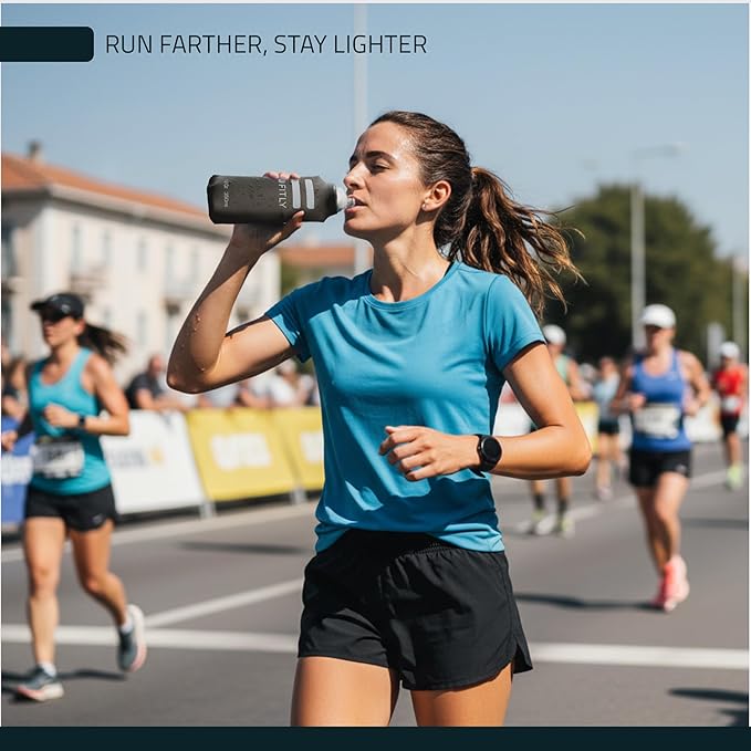 FITLY Soft Flask - Shrink As You Drink Soft Water Bottle for Hydration Pack - Folding Water Bottle Ideal for Running, Hiking, Cycling, Climbing & Rigorous Activity - Image 6