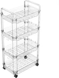 Clear 4 Tier Rolling Utility Cart with Wheels,Modern Bedside Cart for Baby Essentials,Nursery,Diaper Caddy,Baby Supplies,Rolling Storage Cart for Living Room,Bathroom,Kitchen,Book by Yieach