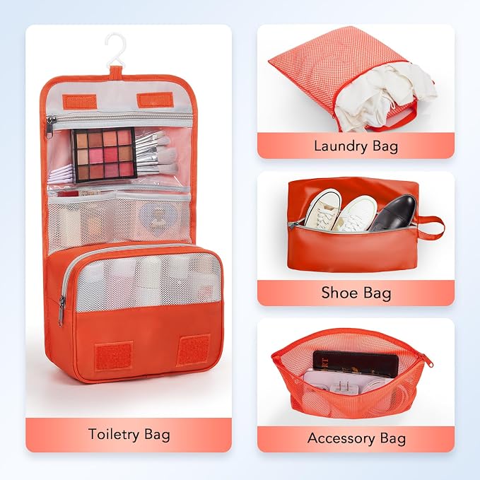 OlarHike 10 Set Compression Packing Cubes for Travel Essentials,Compressible Expandable Space Saver Bags for Organizing Clothes,Luggage Suitcase Garment Bags with Over 1000 pcs Mesh Holes(Orange) - Image 5