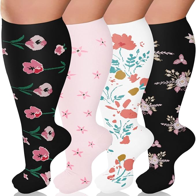 Diu Life Plus Size Compression Socks for Women & Men 15-20 mmhg Extra Wide Calf Knee High Support Socks for Circulation by DiuLife