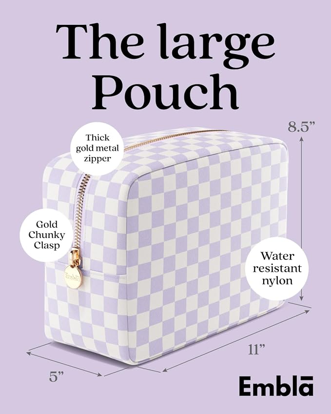 Makeup Bag for Women, Travel Cosmetic Organizer, Waterproof Toiletry Pouch | Large Nylon Cosmetic Bag with Zipper, Water-Resistant Beauty Pouch for Purse, Travel Essentials, Make up Case - Image 2