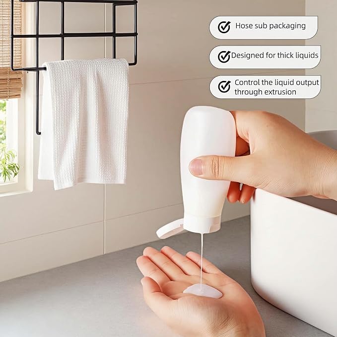 Chinshwehaw Portable Travel Bottles Set, Silicone Squeeze Containers, White, 3-Pack (30ml, 60ml, 100ml), Leakproof, Wide Mouth Design, BPA-Free, TSA Approved for Toiletries, Shampoo, Lotion (White) - Image 8
