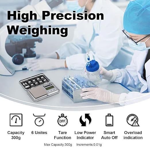 Gram Scale,300g/0.01g High Precision Punk Pocket Jewelry Scales | Digital Weight Grams and Ounces,Small Pocket Scale for Kitchen,Herb,Powder,Medicine,Food,Mini Scales with 50g cal weights - Image 8