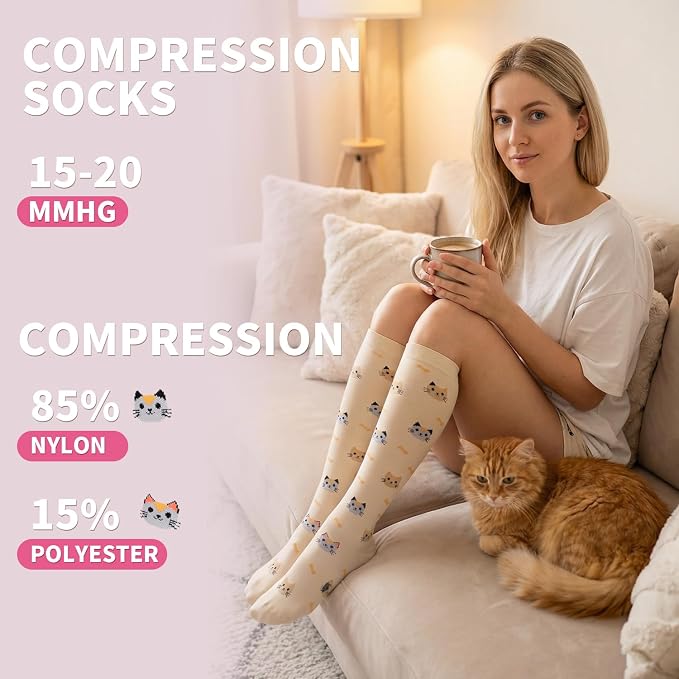 Sooverki Compression Socks for Women & Men 6 Pairs is Best Supportive Knee High Stockings for Circulation, Travel, Nurses - Image 3