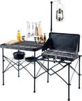 TIMBER RIDGE 56" Portable Camp Kitchen Station Folding Outdoor Grill Table | 110lbs Capacity Heat-Resistant Steel Mesh Top & Storage Shelves, Heavy Duty Picnic RV Tailgating BBQ Easy Setup by TIMBERRIDGE