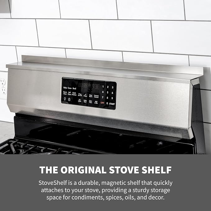 StoveShelf 30" Length Black Magnetic Shelf for Kitchen Stove - Kitchen Storage Solution with Zero Installation - Over Stove Spice Rack Organizer - Image 2