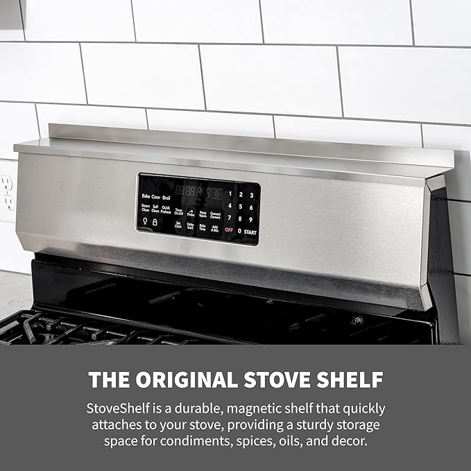StoveShelf 20" Apartment Length White Magnetic Shelf for Kitchen Stove - Kitchen Storage Solution with Zero Installation - Over Stove Spice Rack Organizer - Image 2