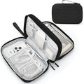FYY Electronic Organizer, Travel Tech Pouch Bag, Large, Black Quilted | Wrist Strap, Waterproof, Double Layers Portable Electronics Travel Carrying Case for Cord, Charger, Daily Business Trips Use by FYY