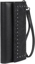Wallets for Women Trifold Wristlet Wallets Large Capacity RFID Blocking Ladies Purse Credit Card Holder by FALANMULE