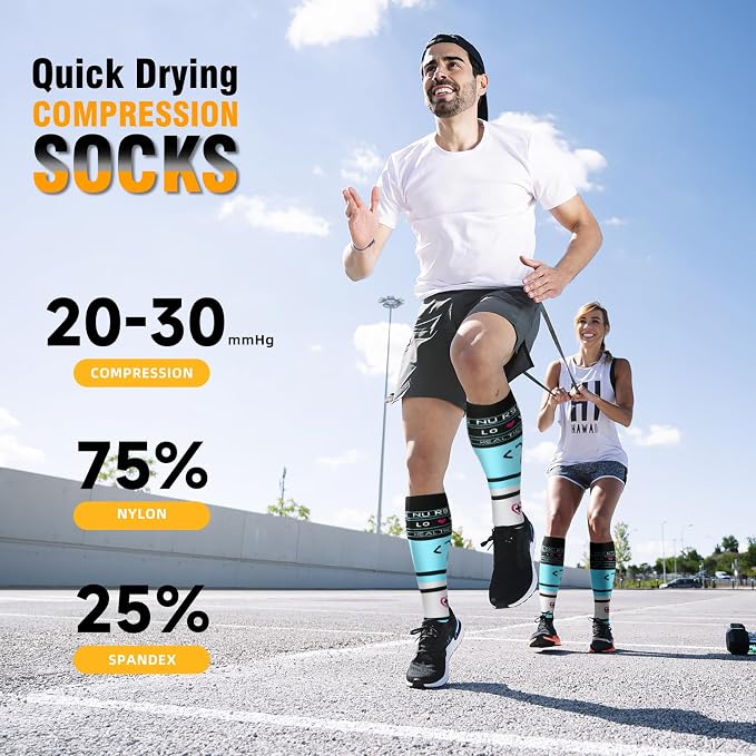 cerpite Compression Socks for Women & Men 6 Pairs Knee High Compression Socks 20-30 mmhg Best for Running,Nurse,Travel - Image 2