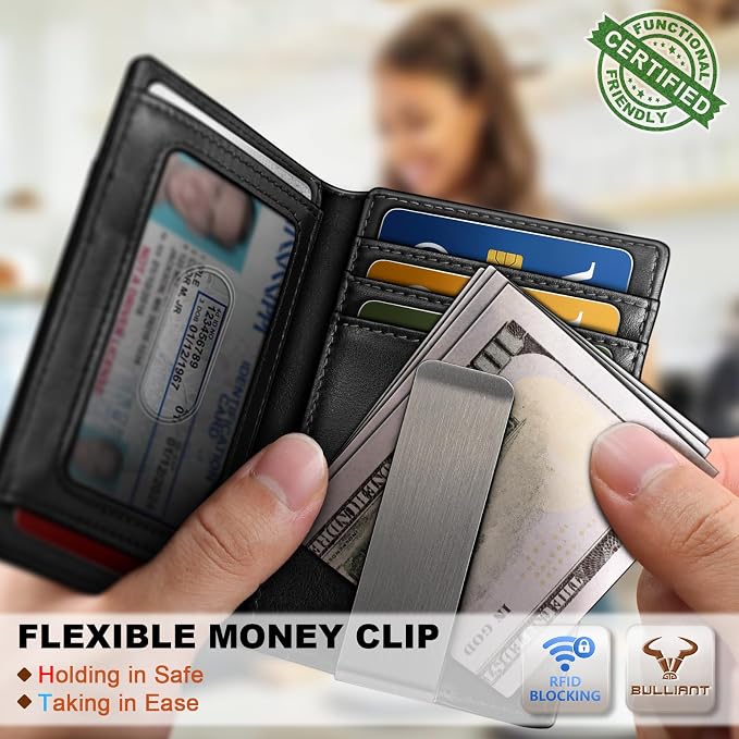 BULLIANT Magnetic Slim Leather Airtag Wallet Money Clip For Men 12Cards | RFID Blocking | Easy Access | Gift Boxed | Pocket Fit - Image 7