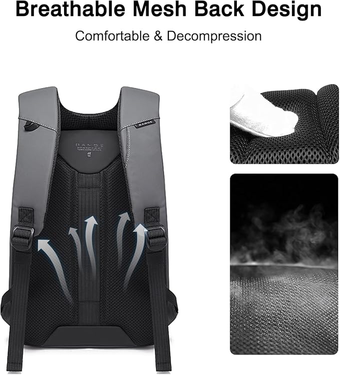 FANDARE Anti-Theft Backpack Business Daypacks fits 15.6 Inch Laptop Travel Large Backpack with USB Charging Port Waterproof Computer Bag Bookbag for Women Men Notebook Grey - Image 7