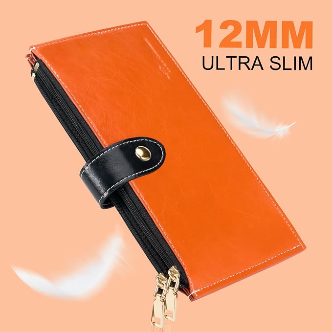 Travelambo RFID Wallet Women Large Size Bifold Multi Card Wallet Case with Zipper Pocke Credit Card Holder for Women - Image 8