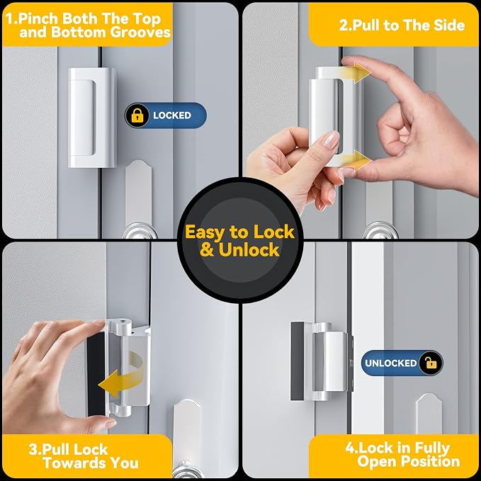 4 Pack Door Reinforcement Lock, Home Security Door Lock, Child Proof | Door Safety Lock for Front Door, Toddler Proof Door Latch for Entry Door Security, Includes 8 Screws - Image 5