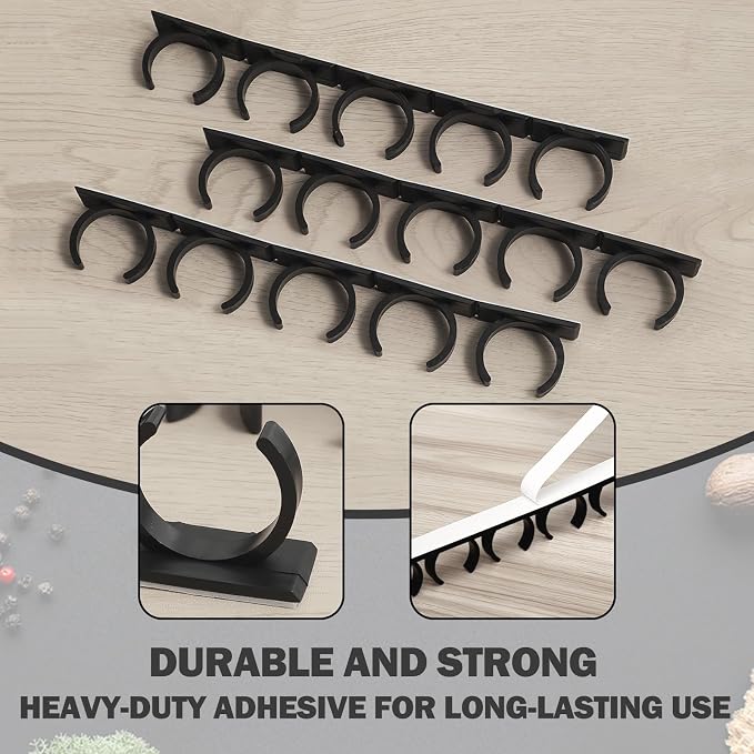 Adhesive Spice Clips 3-Pack, Heavy-Duty Spice Organizer for Cabinet Doors, Pantry & RV, Space-Saving Kitchen Storage with Tape, Holds 15 Jars (Black) - Image 2
